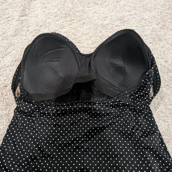 Miraclesuit Black with White Polkadots Tankini Size 12D - Picture 6 of 6